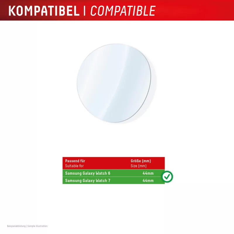 Displex 9H glas Galaxy Watch 7/6 (44mm), 2-pack, ultradun, randloos, antivingerafdruk, made in Germany