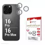 Displex Premium camera-lensglas, iPhone 16 Pro/16 Pro Max, 10H, losse ringen, DLC, transparant, snelle montage