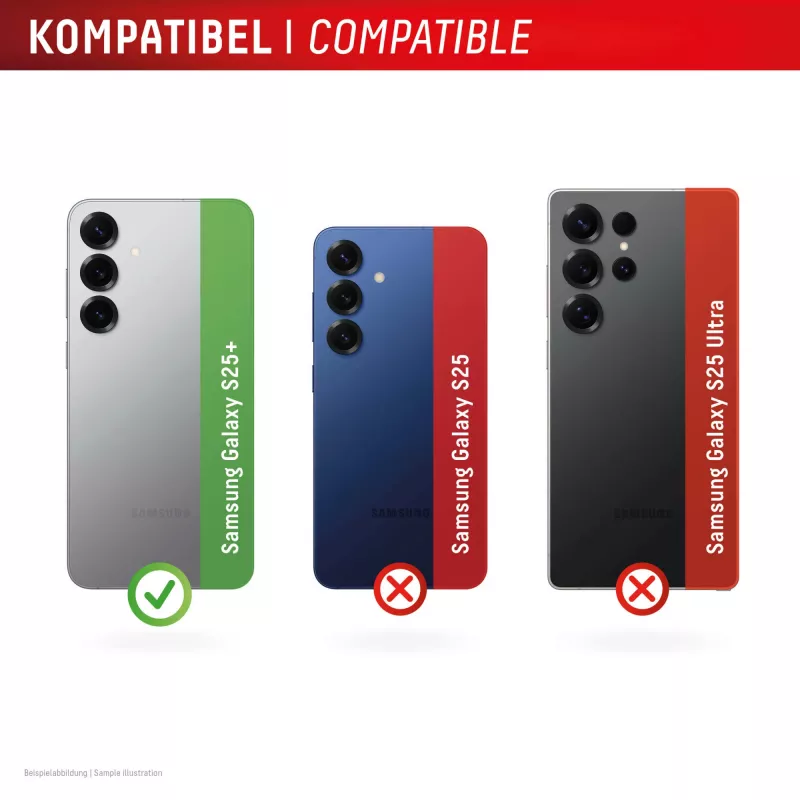 Displex Premium camera-objectiefglas, Samsung Galaxy S25+, 10H, losse ringen, DLC, transparant, Quick Mount
