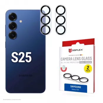 Displex Full Cover camera-lensglas Samsung Galaxy S25, 10H, volledige camerabescherming, snelle montage, 2-pack