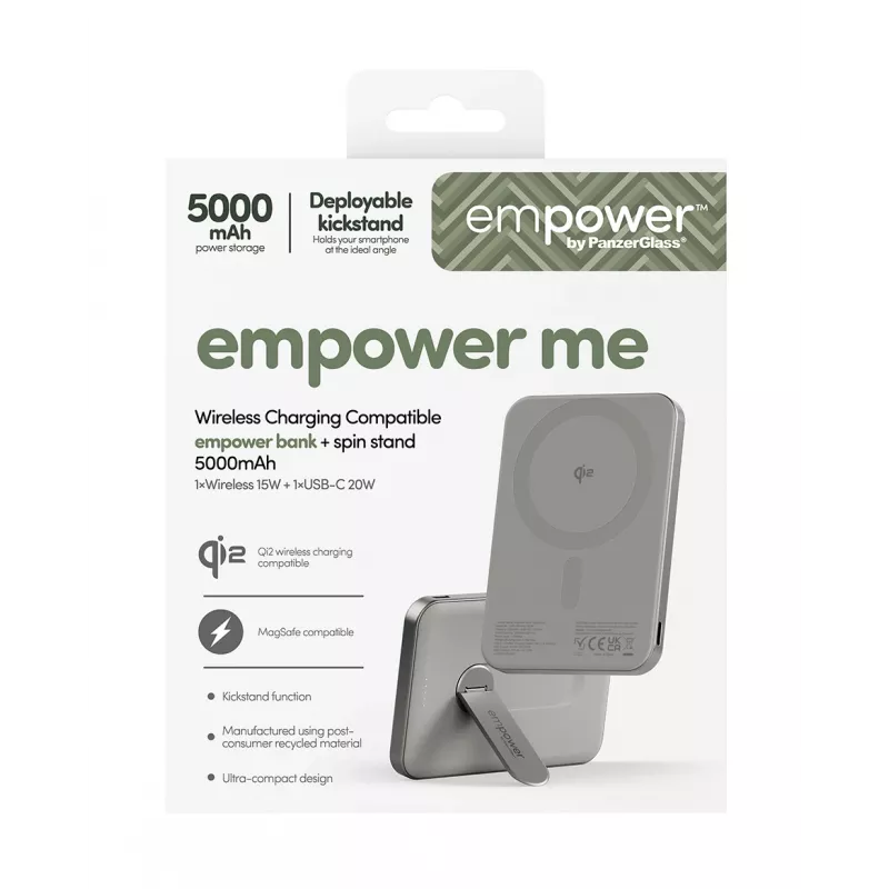Powerbank PanzerGlass empower by empower Bank met Spin Stand 5000mAh Titanium
