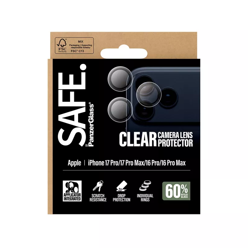 PanzerGlass SAFE. by ® camera-objectiefbescherming transparant iPhone 17 Pro | iPhone 17 Pro Max | iPhone 16 Pro | 16 Pro Max