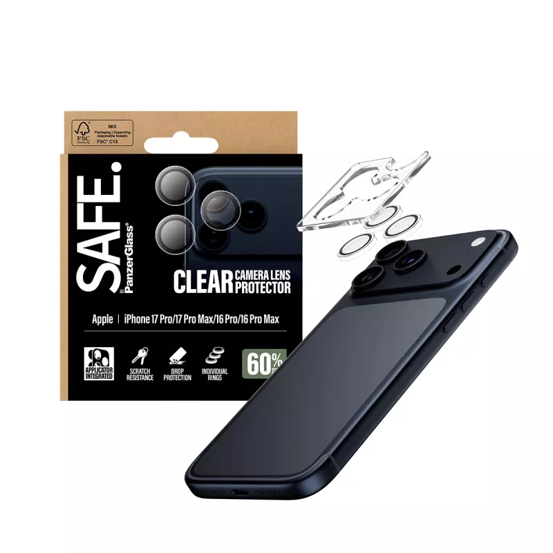 PanzerGlass SAFE. by ® camera-objectiefbescherming transparant iPhone 17 Pro | iPhone 17 Pro Max | iPhone 16 Pro | 16 Pro Max