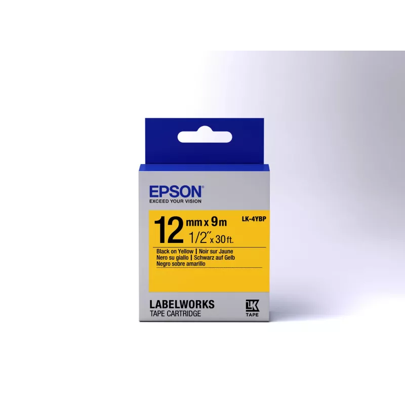 Epson labelcassette Pastell LK-4YBP zwart/geel 12 mm (9 m)