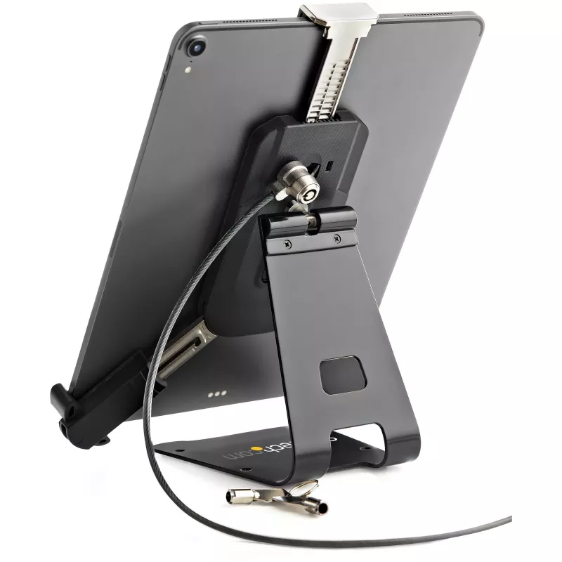 StarTech.com veilige tabletstandaard met K-slot kabelvergrendeling – vergrendelbare tablethouder voor 7,9-inch tot 13-inch tablets – universele, verstelbare tabletmontage voor bureau/oppervlak – vergrendelbare diefstalbeveiligingshouder