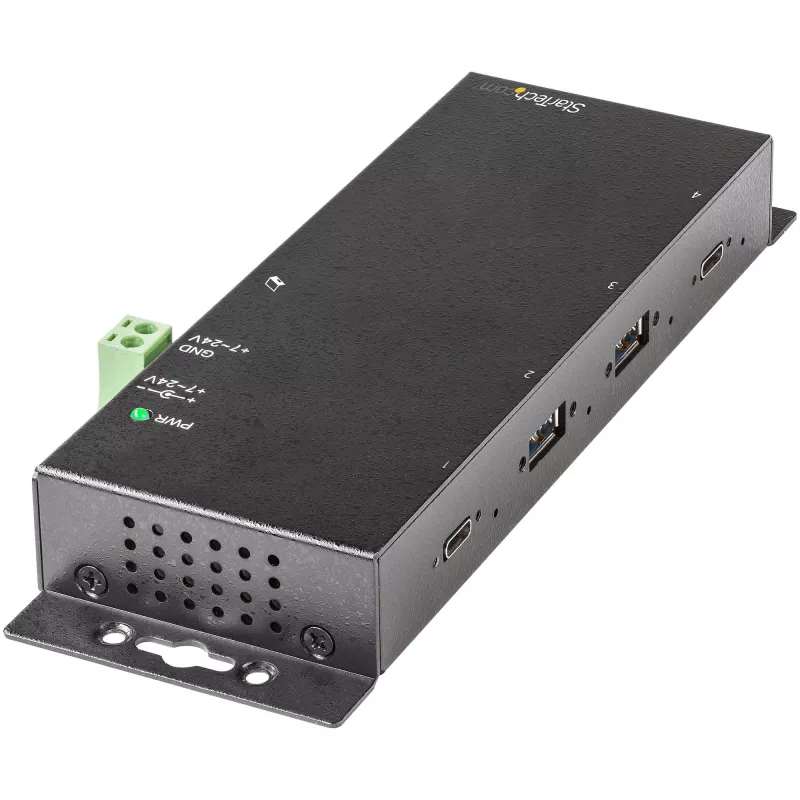 StarTech.com 4-poorts USB-C-hub 10 Gbit/s – industriële USB-C-hub van metaal – 2x USB-C & 2x USB-A – ESD-overspanningsbeveiliging – USB-C- of USB-A-host – zelfstandig werkende, monteerbare USB 3.2 Gen 2 Type-C-hub