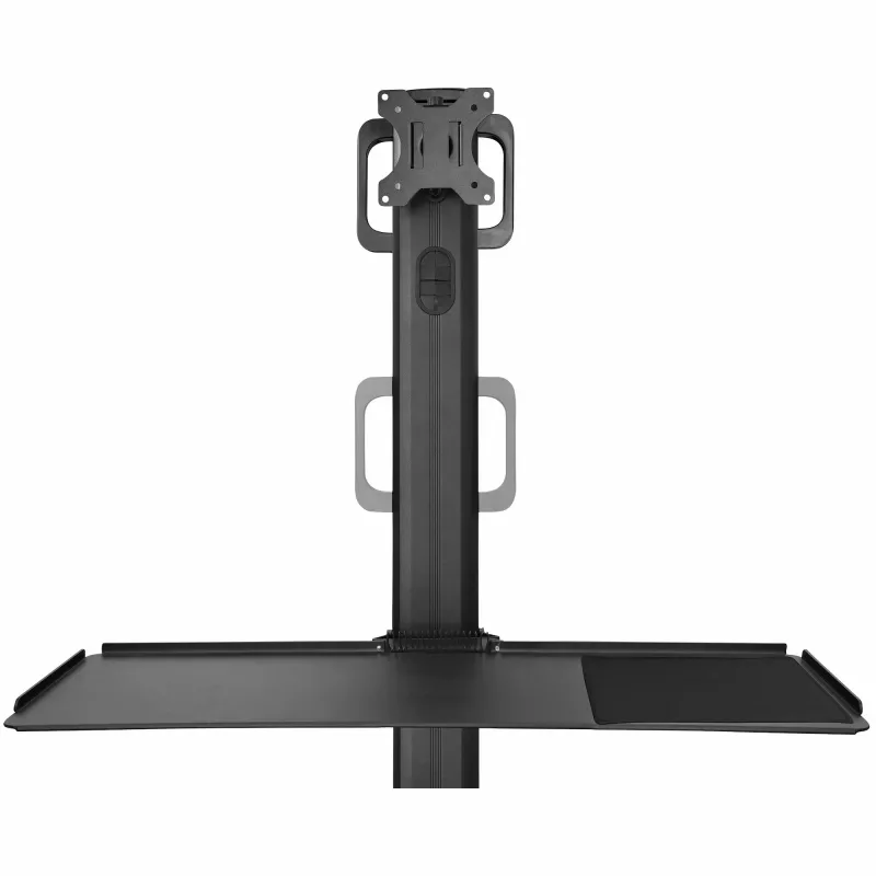 StarTech.com mobiele workstation-wagen met monitorbeugel, CPU/PC-houder, toetsenbordplateau – ergonomische in hoogte verstelbare desktop-computerwagen – rollend mobiel staand werkstation op wielen