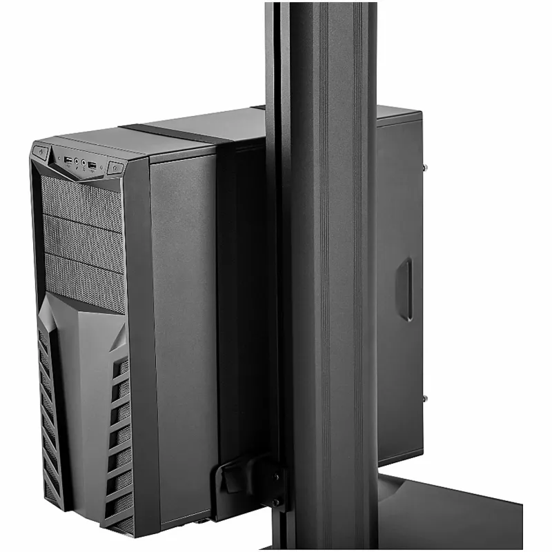 StarTech.com mobiele workstation-wagen met monitorbeugel, CPU/PC-houder, toetsenbordplateau – ergonomische in hoogte verstelbare desktop-computerwagen – rollend mobiel staand werkstation op wielen
