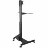 StarTech.com mobiele workstation-wagen met monitorbeugel, CPU/PC-houder, toetsenbordplateau – ergonomische in hoogte verstelbare desktop-computerwagen – rollend mobiel staand werkstation op wielen