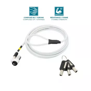 Slank draaibaar beveiligingsslot met sleutel Mobilis 001325 T Lock wit