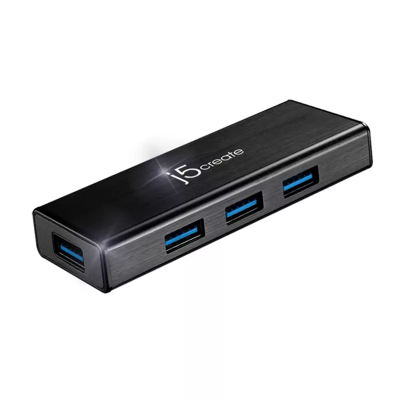 USB-hub j5create JUH340 4-poorts USB 3.0 zwart aluminium
