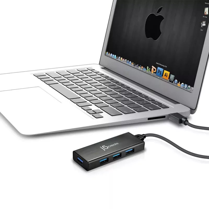 USB-hub j5create JUH340 4-poorts USB 3.0 zwart aluminium