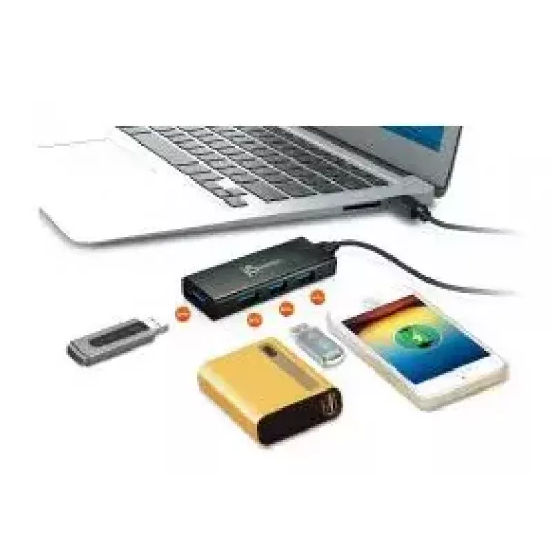 USB-hub j5create JUH340 4-poorts USB 3.0 zwart aluminium