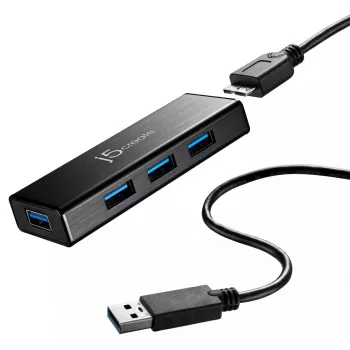 USB-hub j5create JUH340 4-poorts USB 3.0 zwart aluminium