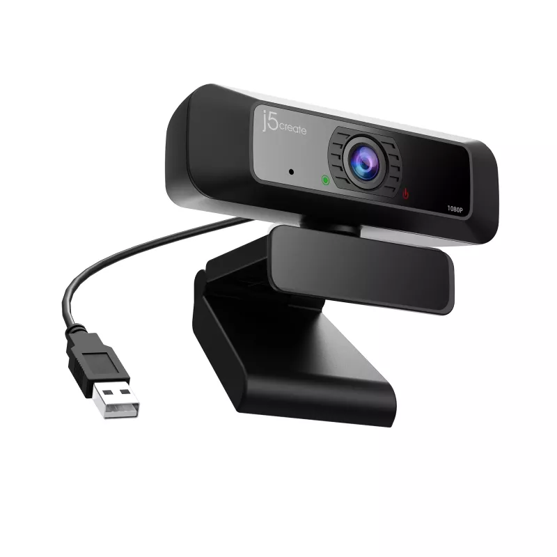 j5create JVCU100 USB™ HD-webcam met 360°-rotatie, 1080p video-opname-resolutie, zwart