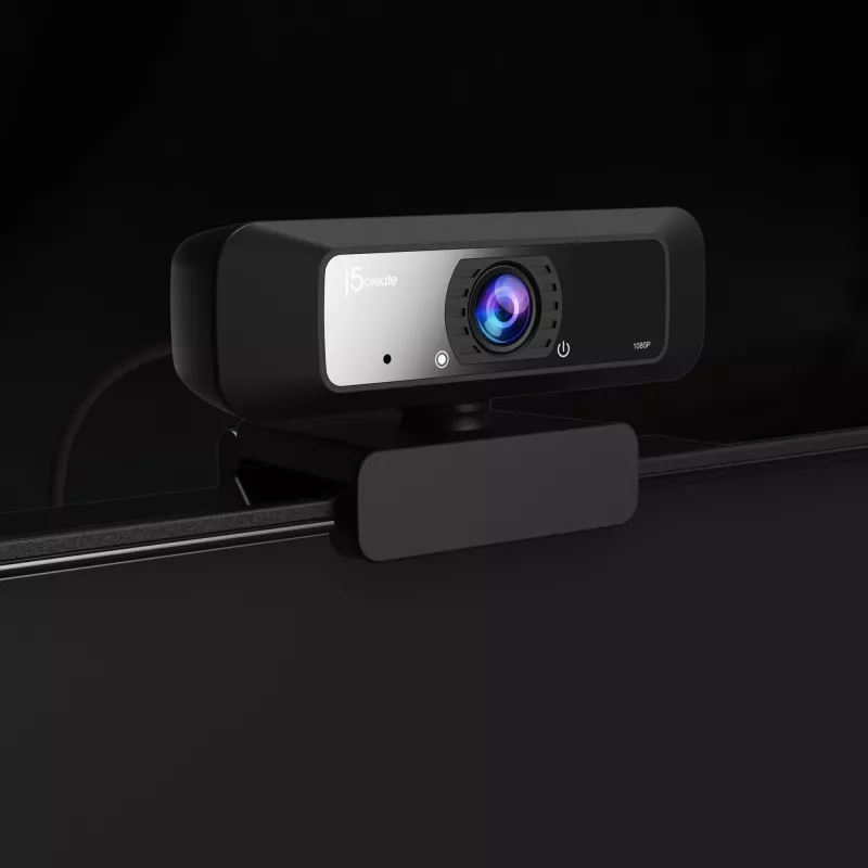 j5create JVCU100 USB™ HD-webcam met 360°-rotatie, 1080p video-opname-resolutie, zwart
