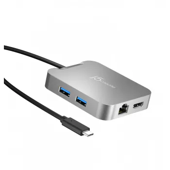 j5create JCD391 4K60 Elite USB-C® PD multi-poorts adapter, zilver