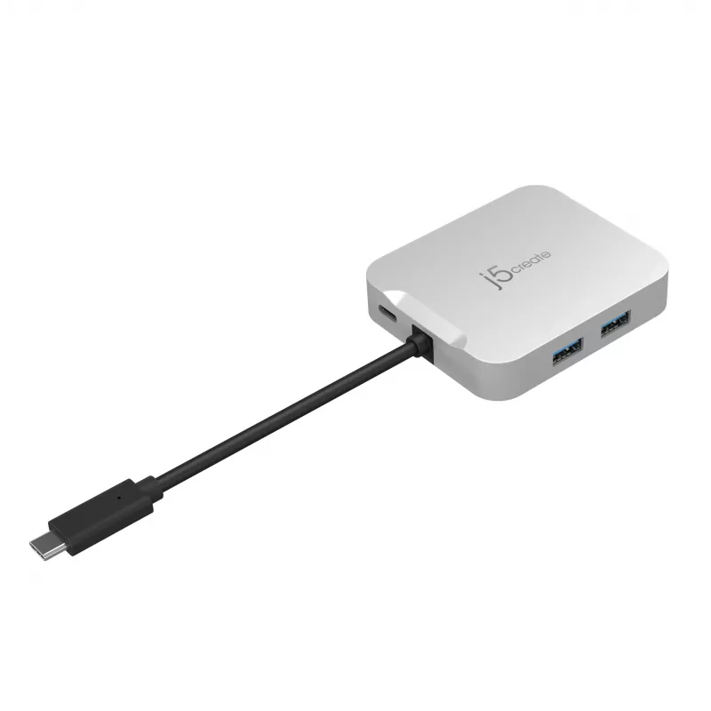 j5create JCD391 4K60 Elite USB-C® PD multi-poorts adapter, zilver