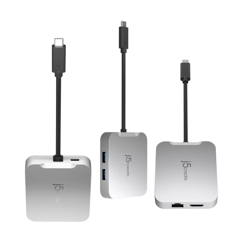 j5create JCD391 4K60 Elite USB-C® PD multi-poorts adapter, zilver