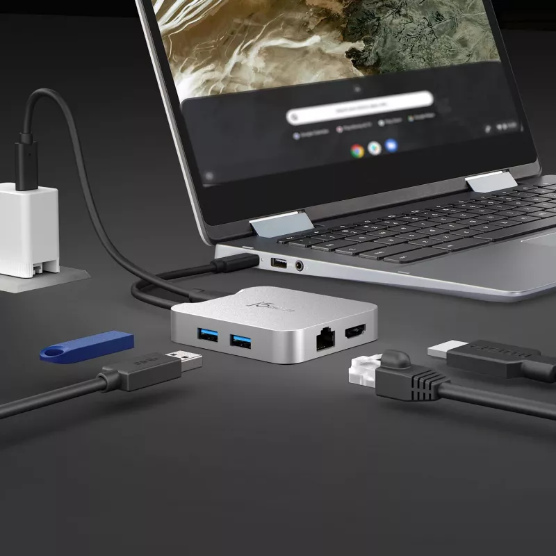 j5create JCD391 4K60 Elite USB-C® PD multi-poorts adapter, zilver