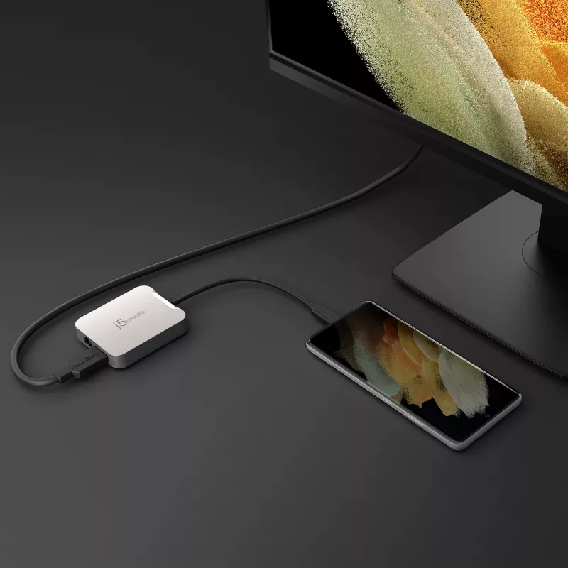 j5create JCD391 4K60 Elite USB-C® PD multi-poorts adapter, zilver