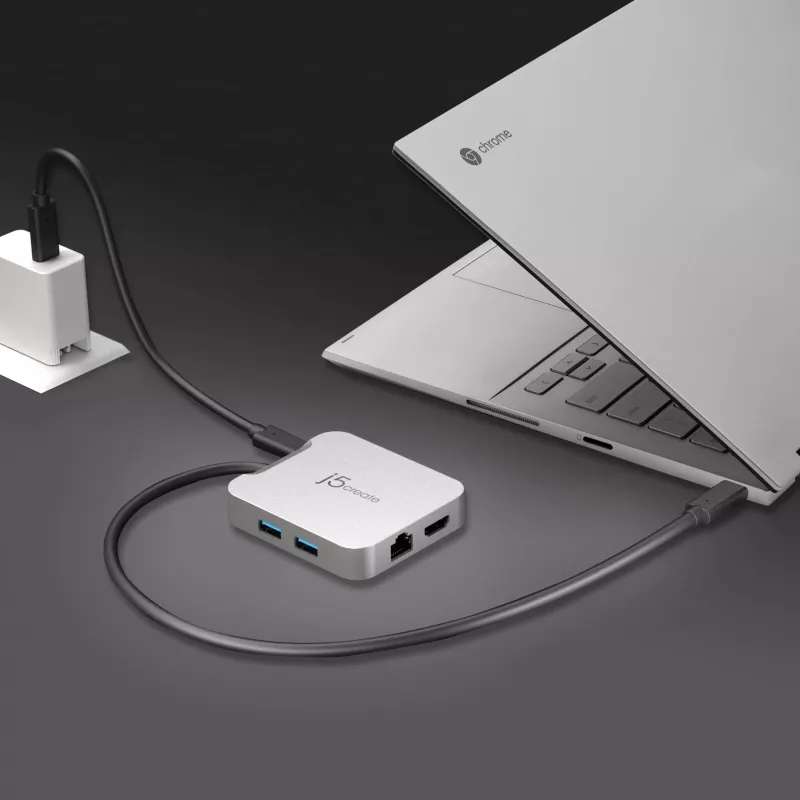 j5create JCD391 4K60 Elite USB-C® PD multi-poorts adapter, zilver