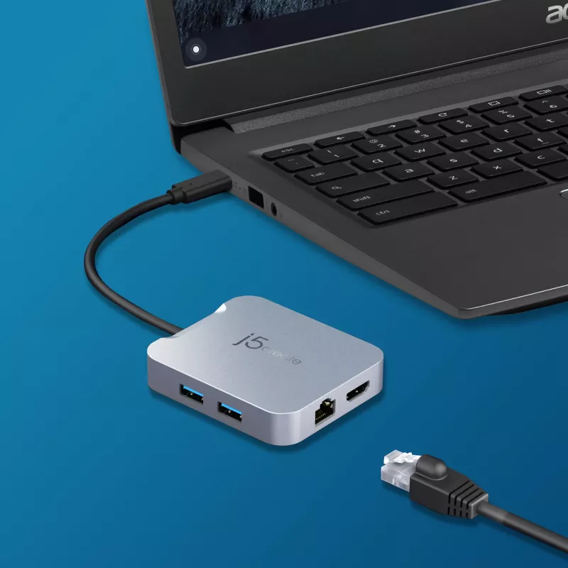 j5create JCD391 4K60 Elite USB-C® PD multi-poorts adapter, zilver
