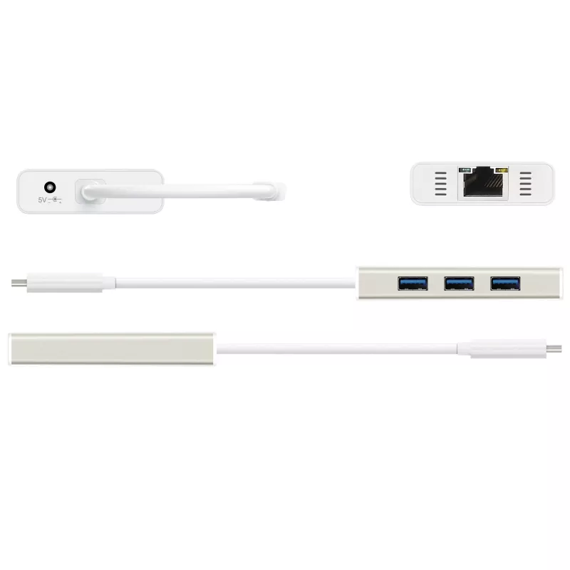 j5create JCH471 USB-C™ Gigabit Ethernet & hub multi-adapter, metallic champagne