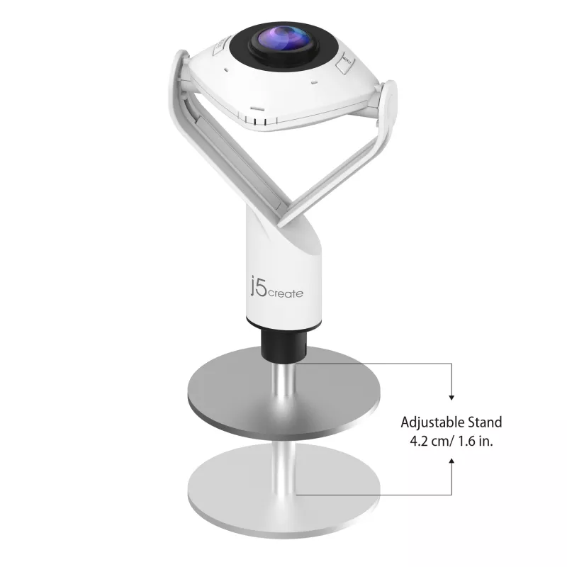j5create JVCU360 360° allround-webcam, 1080p video-opname-resolutie, wit en zwart