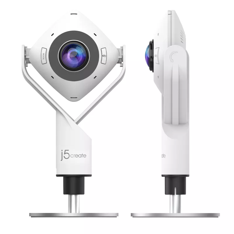 j5create JVCU360 360° allround-webcam, 1080p video-opname-resolutie, wit en zwart