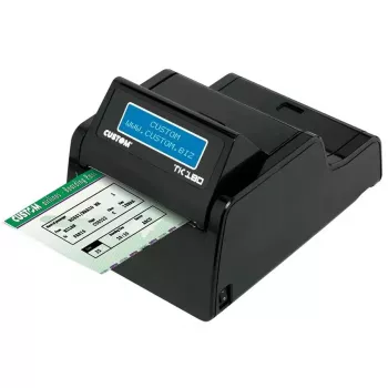 Labelprinter CUSTOM TK180 — thermotransfer, 300×300 DPI, 200 mm/s, max. papierbreedte 82,5 mm, bekabeld Ethernet, zwart