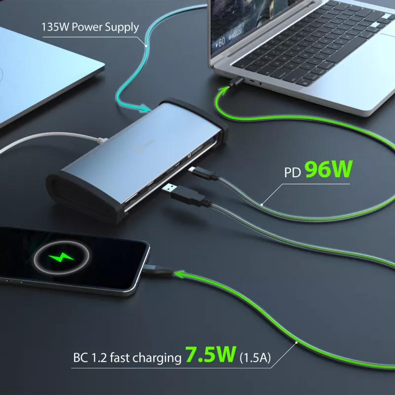 j5create JTD562 - 8K Thunderbolt™ 4 dockingstation - EU, bedraad, Thunderbolt 4, 96 W, 3,5 mm, 10,100,1000 Mbit/s, grijs