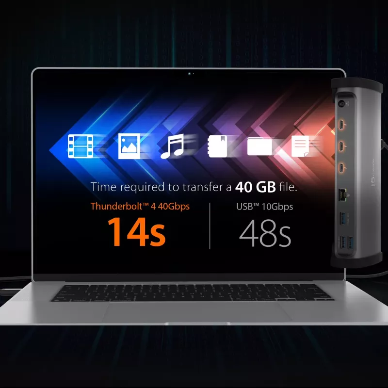 j5create JTD562 - 8K Thunderbolt™ 4 dockingstation - EU, bedraad, Thunderbolt 4, 96 W, 3,5 mm, 10,100,1000 Mbit/s, grijs