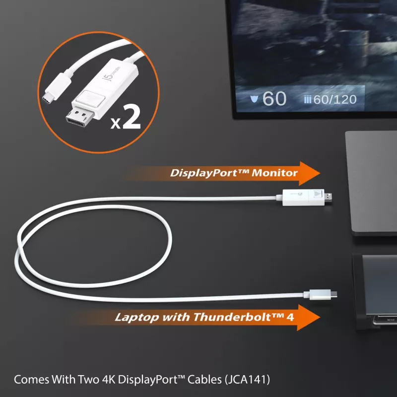 j5create JTD562 - 8K Thunderbolt™ 4 dockingstation - EU, bedraad, Thunderbolt 4, 96 W, 3,5 mm, 10,100,1000 Mbit/s, grijs