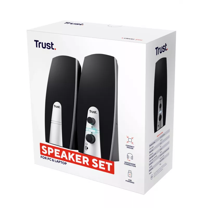 Trust 24660 luidsprekerset 5 W pc/laptop zwart, metallic 2.0 kanalen
