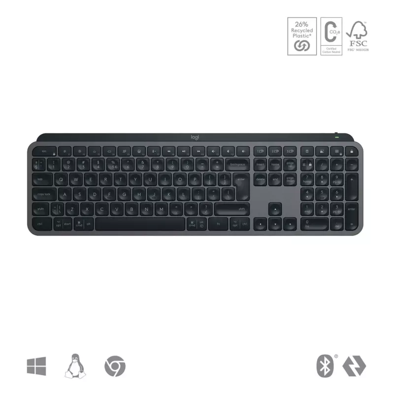 Logitech MX Keys S toetsenbord universeel RF draadloos + Bluetooth AZERTY Belgisch grafiet