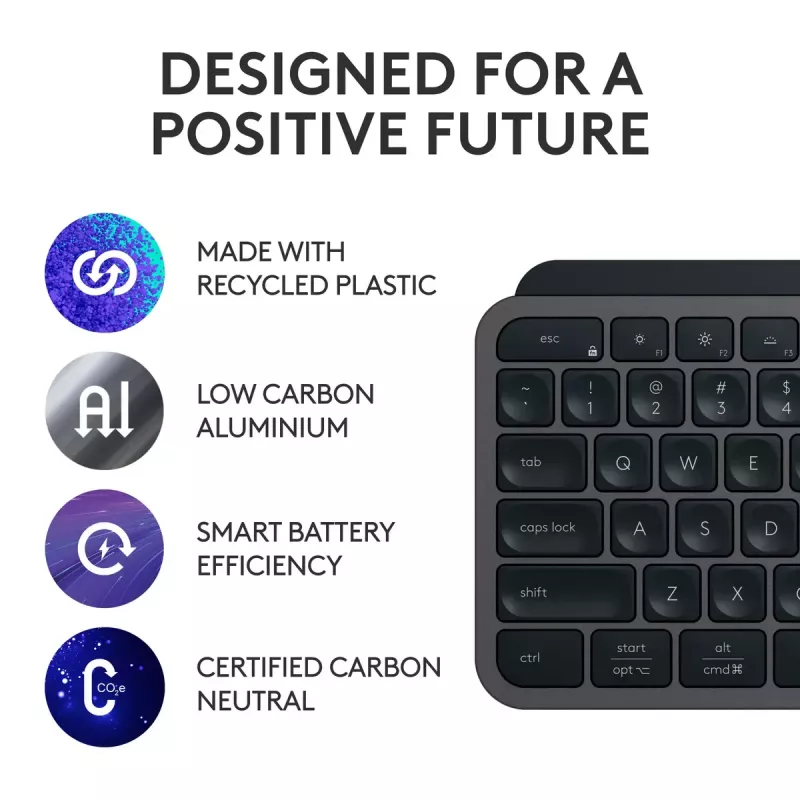 Logitech MX Keys S toetsenbord universeel RF draadloos + Bluetooth AZERTY Belgisch grafiet