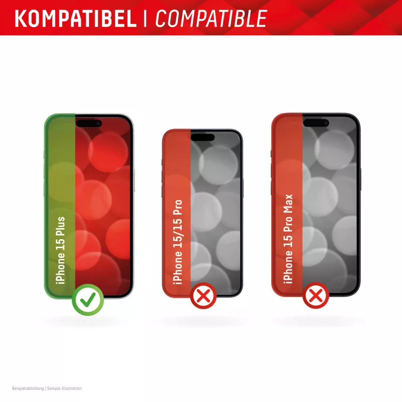 Displex displayschermfolie + hoes voor Apple iPhone 15 Plus, Eco-montageframe, krasvast