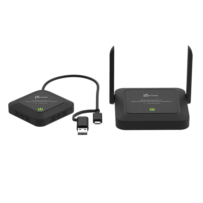 j5create JVW120 draadloze extender voor USB™ camera's / microfoons / luidsprekers, zwart