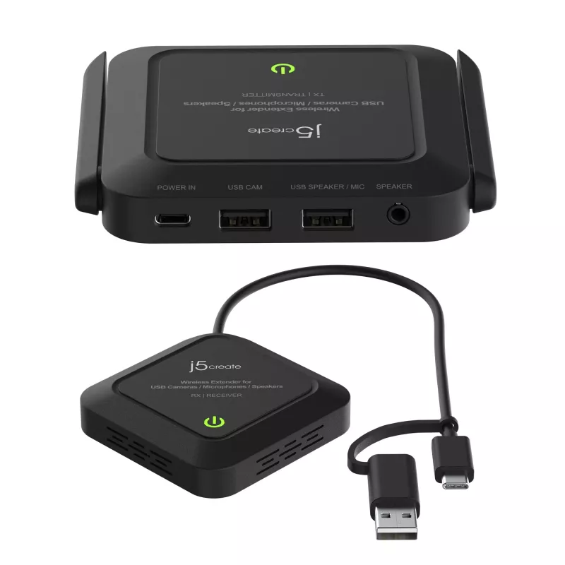 j5create JVW120 draadloze extender voor USB™ camera's / microfoons / luidsprekers, zwart