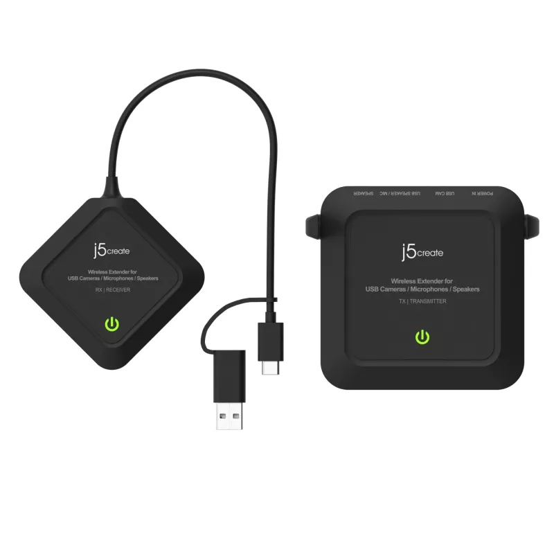 j5create JVW120 draadloze extender voor USB™ camera's / microfoons / luidsprekers, zwart