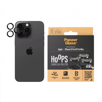 PanzerGlass® Hoops® Metal Camera Lens Protector zwart iPhone 15 Pro | 15 Pro Max