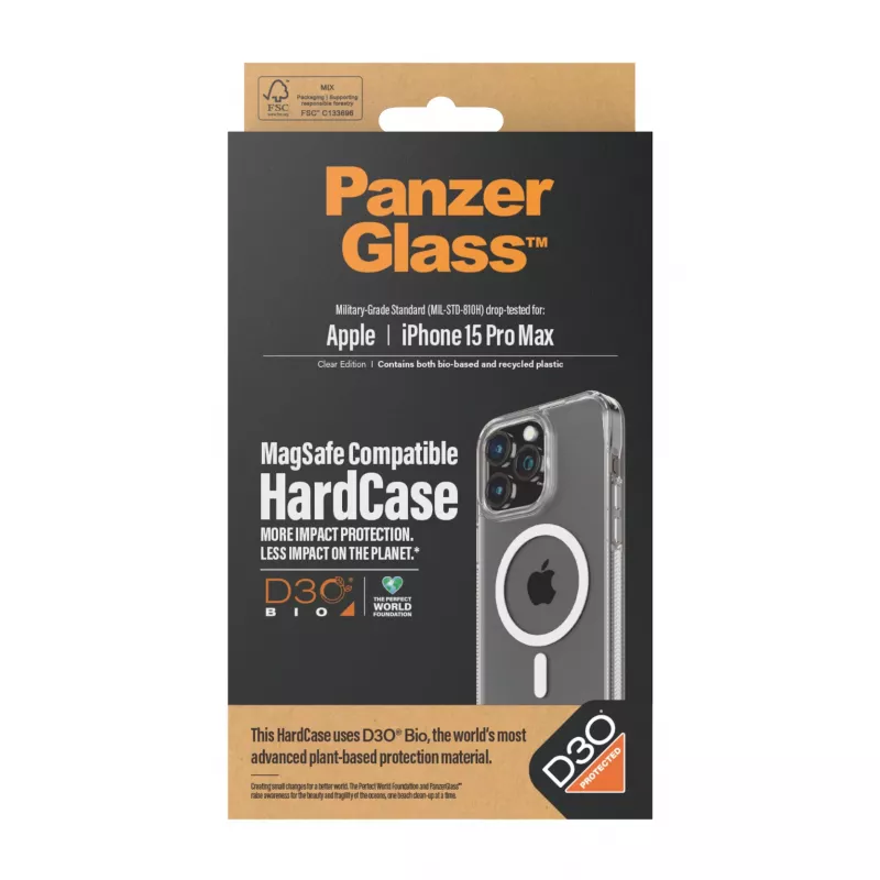 PanzerGlass ® HardCase transparant met White MagSafe & D3O® iPhone 15 Pro Max