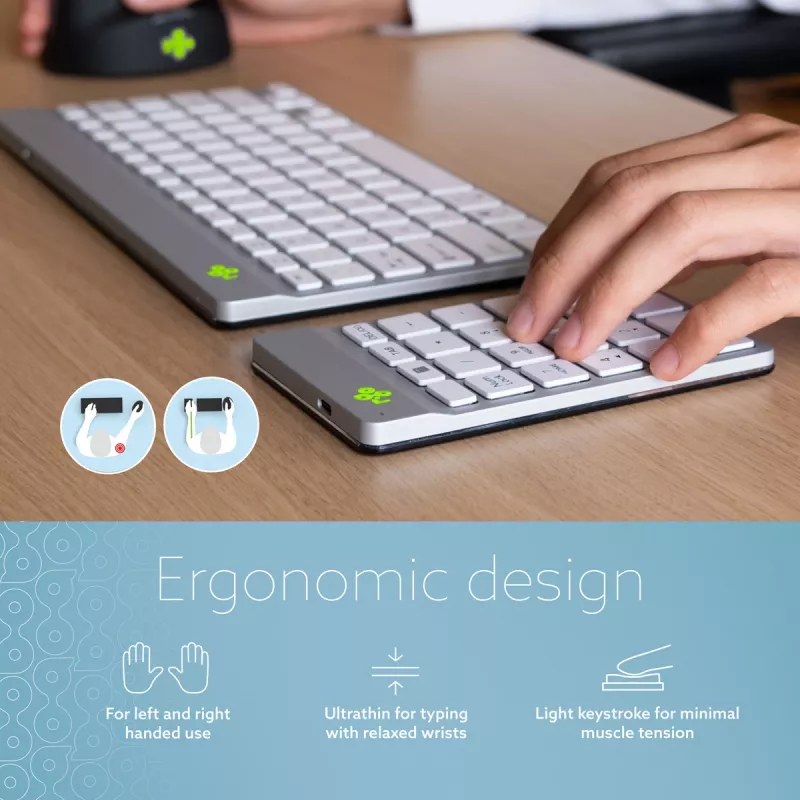 R-Go Tools numpad R-Go Numpad Break, ergonomisch numpad met Break-software, Bluetooth, wit