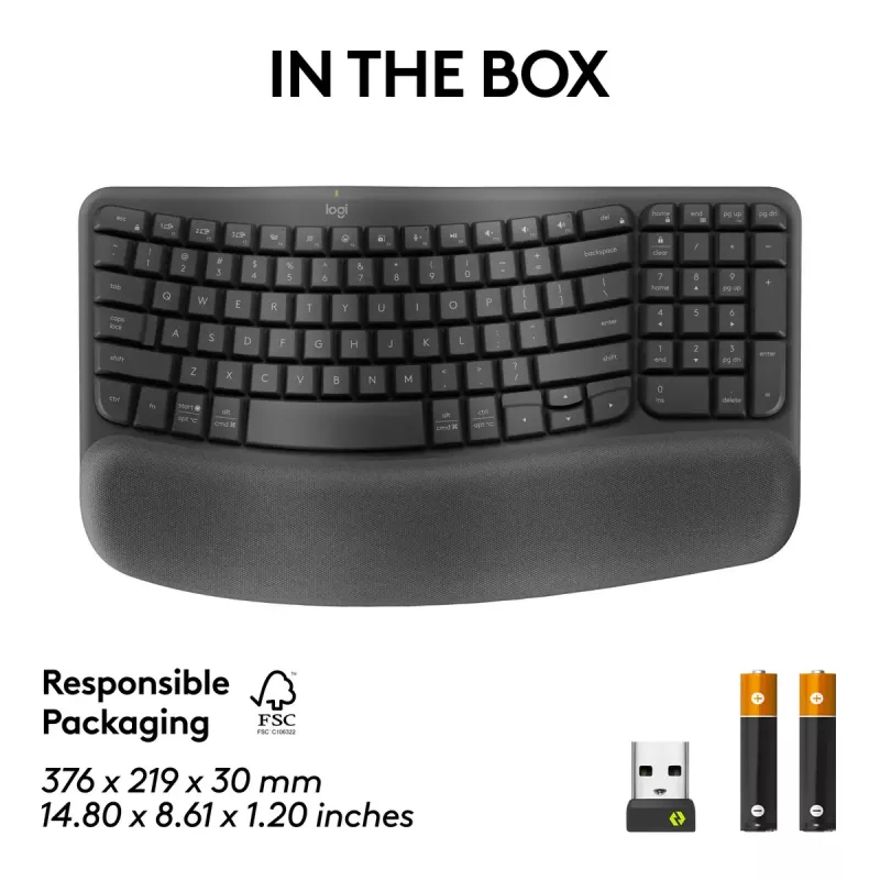 Logitech Wave Keys for Business ergonomisch toetsenbord full-size draadloos