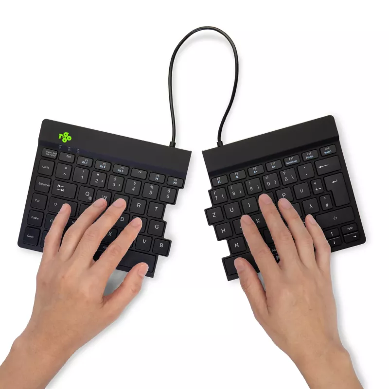 R-Go Tools ergonomisch toetsenbord R-Go Split Break met Break-software, ergonomisch gesplitst toetsenbord, QWERTZ (DE), Bluetooth, zwart