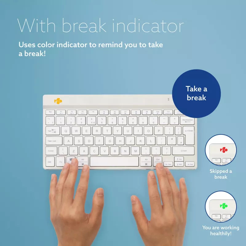R-Go Tools ergonomisch toetsenbord R-Go Compact Break, compact toetsenbord met pauzesoftware, QWERTZ (DE), Bluetooth, wit