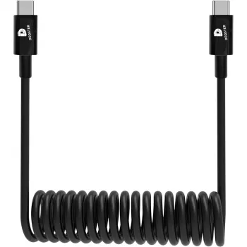 DEQSTER spiraalkabel USB-C naar USB-C, 0,8 m, USB C, USB C, 0,48 Gbit/s, zwart