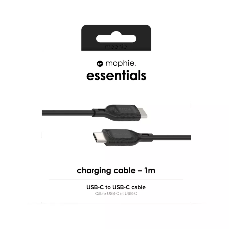 USB-C-naar-USB-C-oplaadkabel 1 m — Zagg International mophie essentials, USB 2.0, zwart