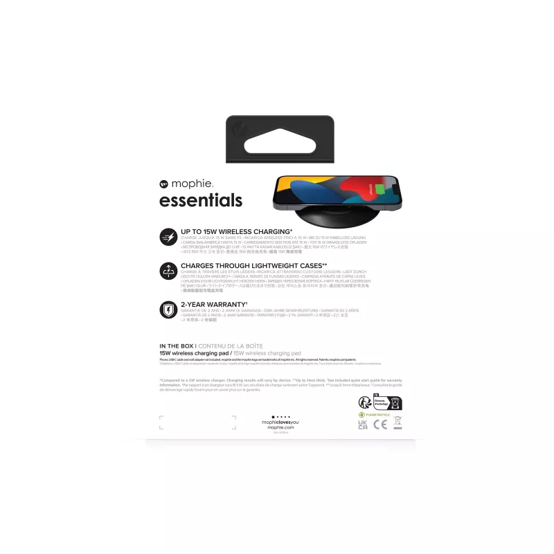 mophie essentials draadloze oplaadmat 15 W smartphone zwart USB binnen